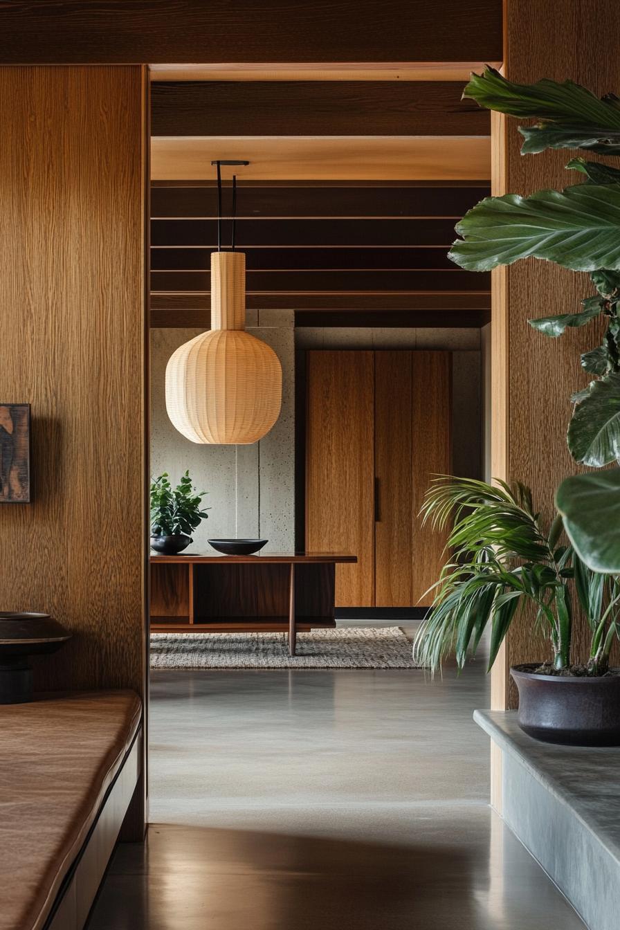 mid century modern zen style home in earthy tones