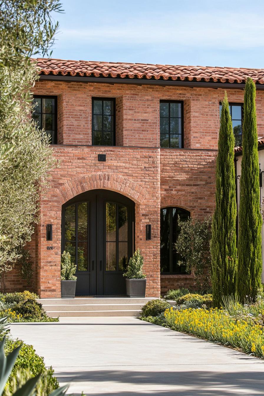 modern Tuscan house with brick and stucco facade 1