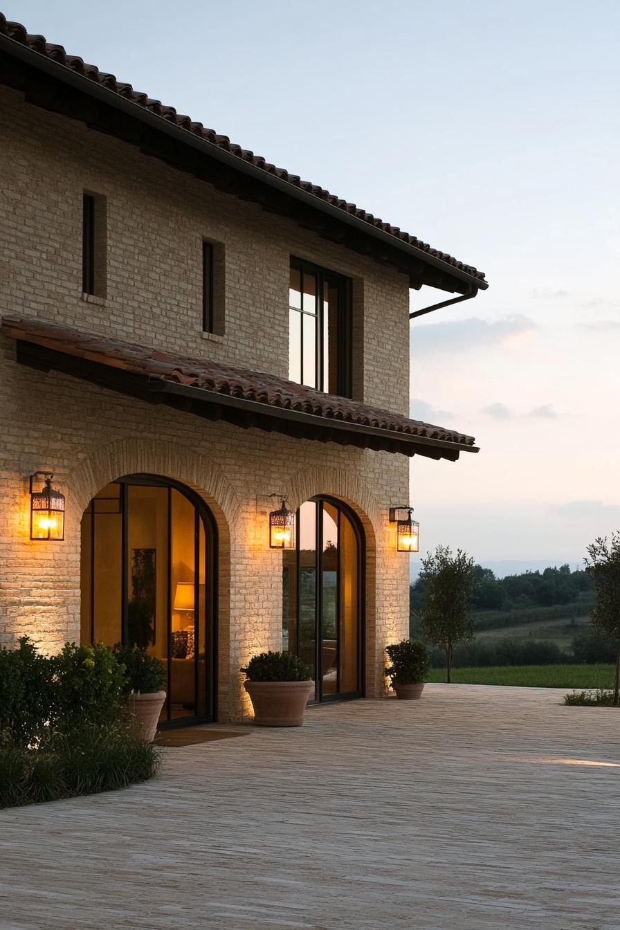 modern Tuscan house with brick and stucco facade 2