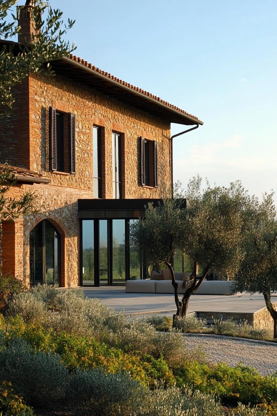 modern big villa Italian countryside with olive groves