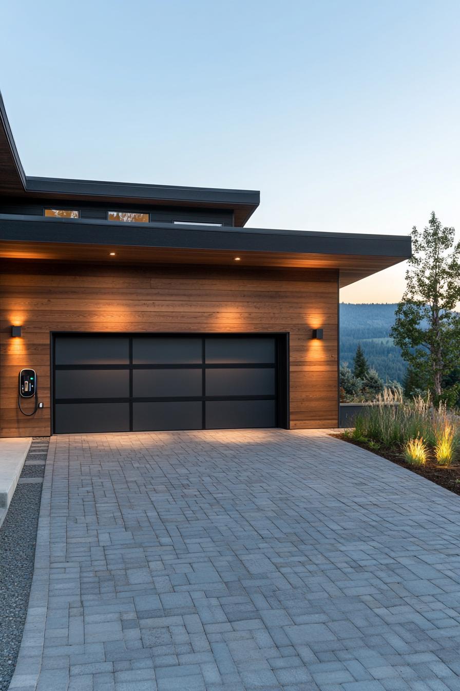 modern house garage with EV charging station 1