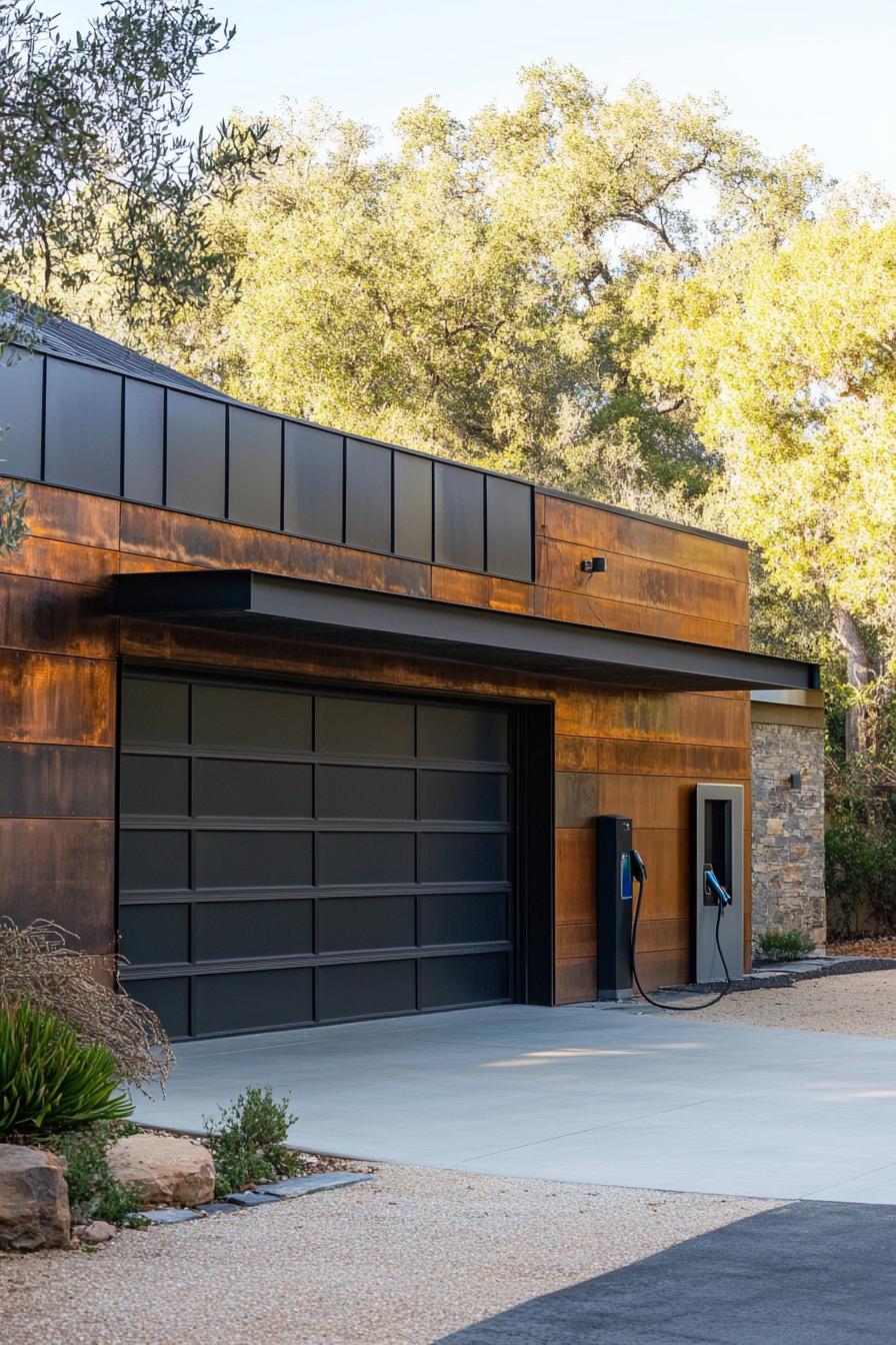 modern house garage with EV charging station 2