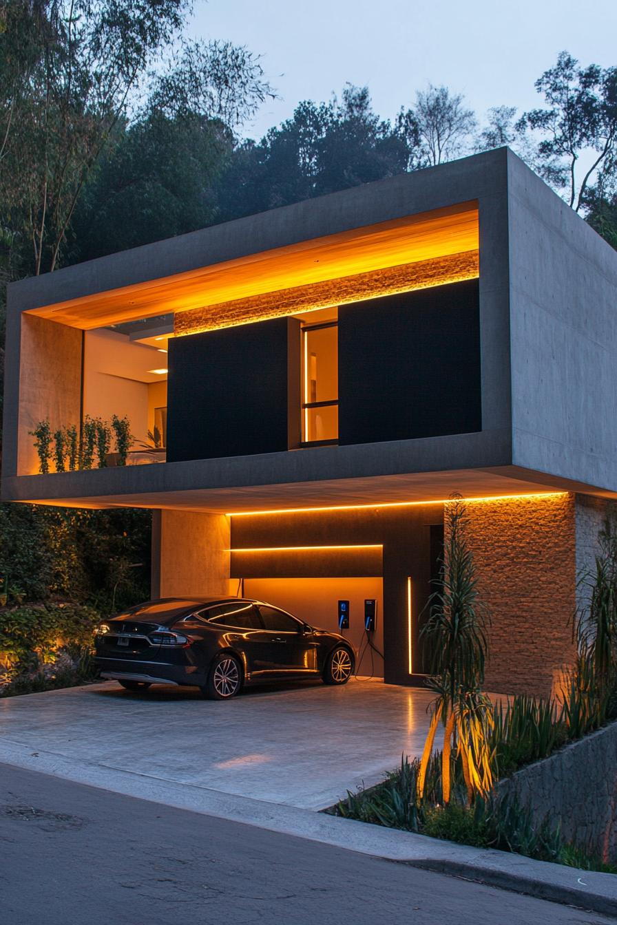 modern house garage with EV charging station 3