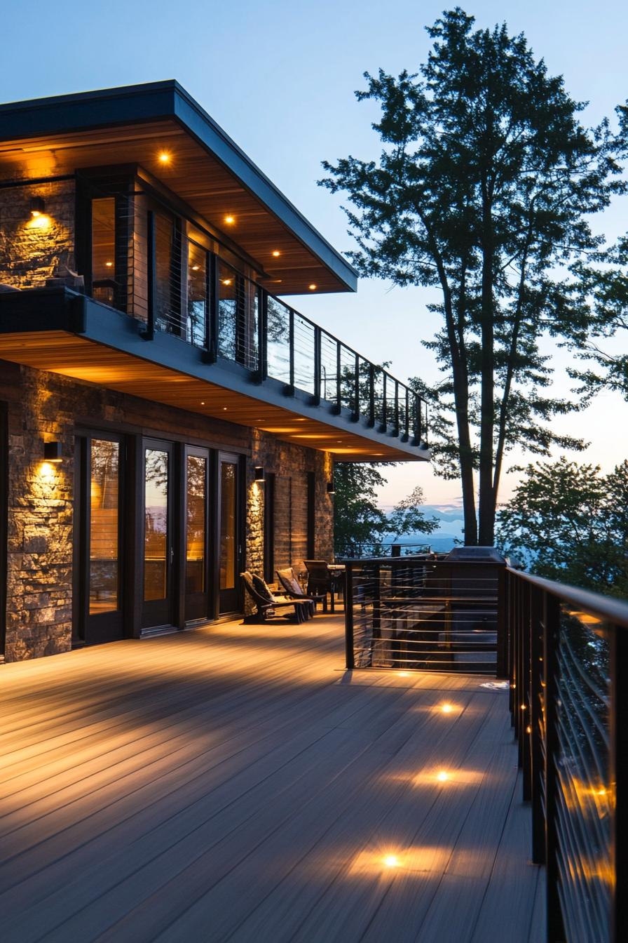 modern house wraparound deck with LED lighting 1