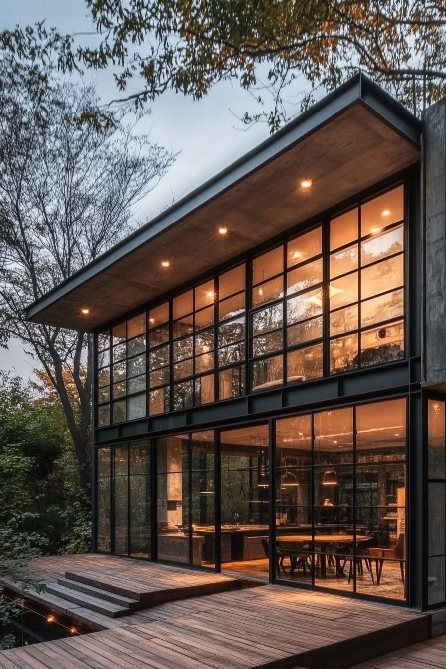 modern industrial style house with large windows built on an old factory 1