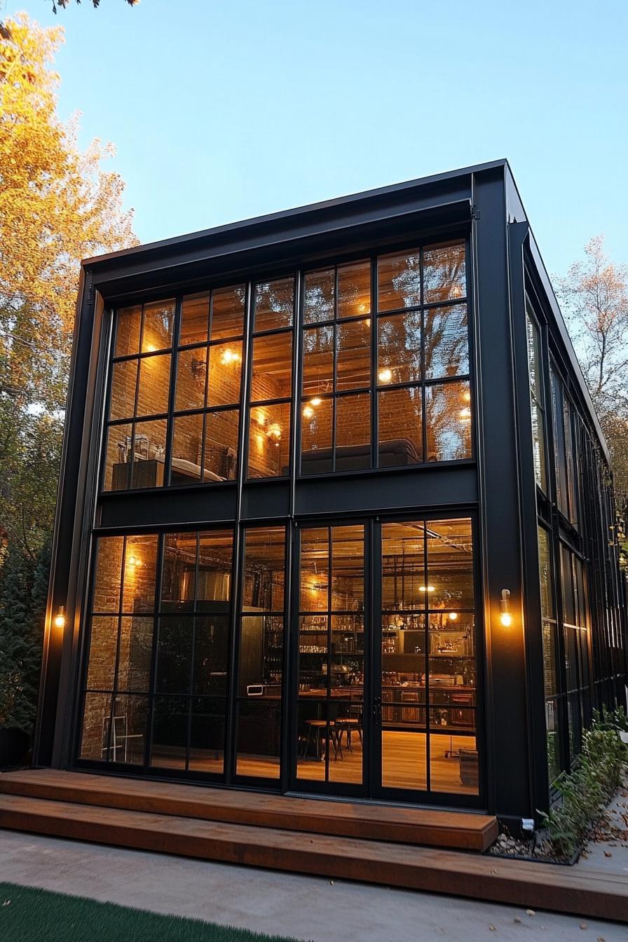 modern industrial style house with large windows built on an old factory 3