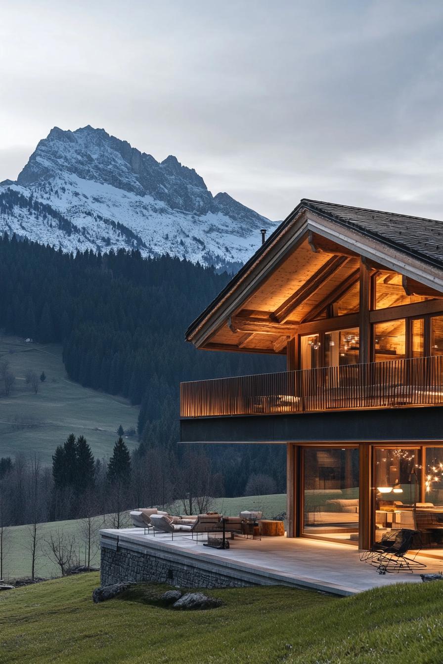 modern luxury Swiss chalet with alpine views 1