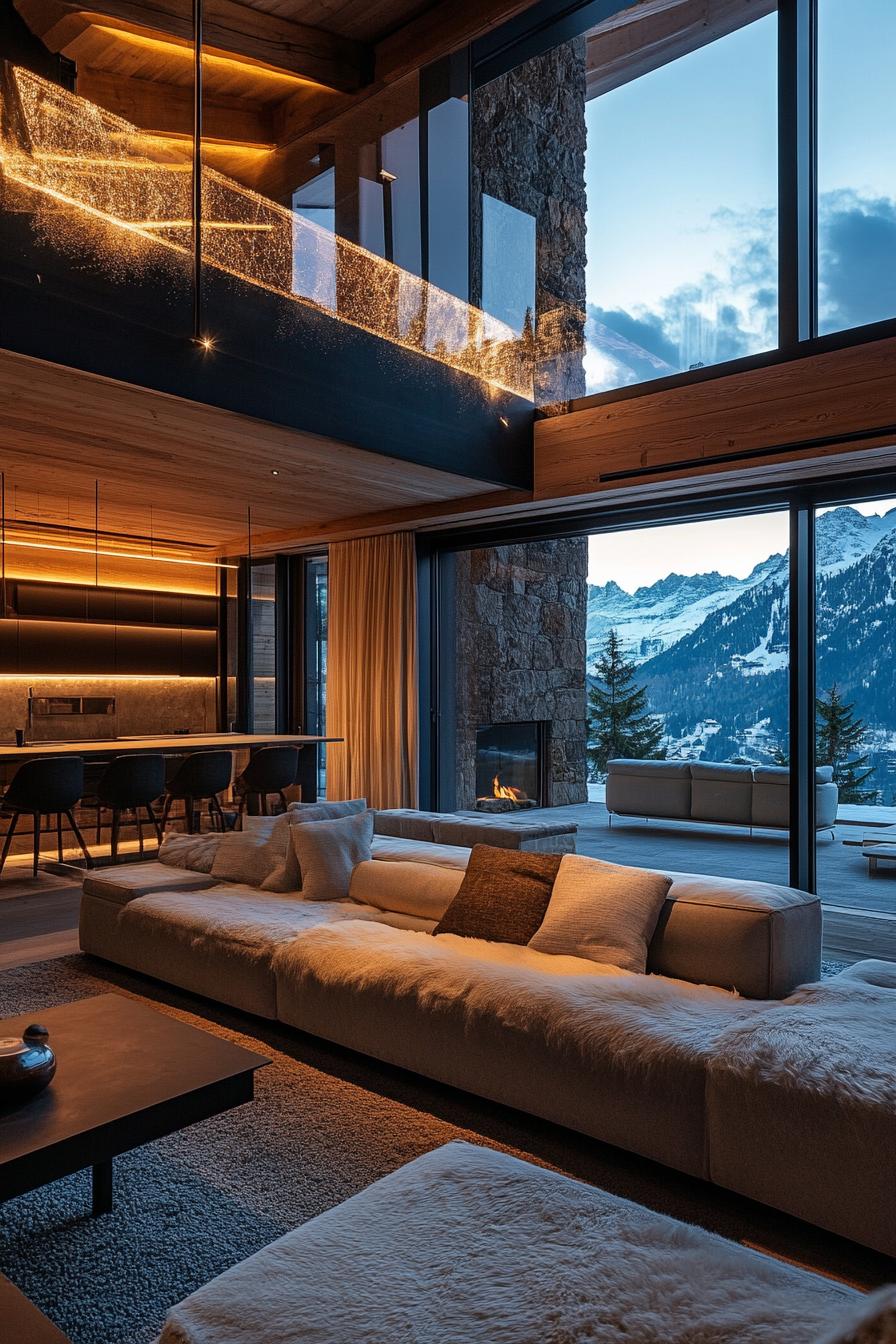 modern luxury Swiss chalet with alpine views 2