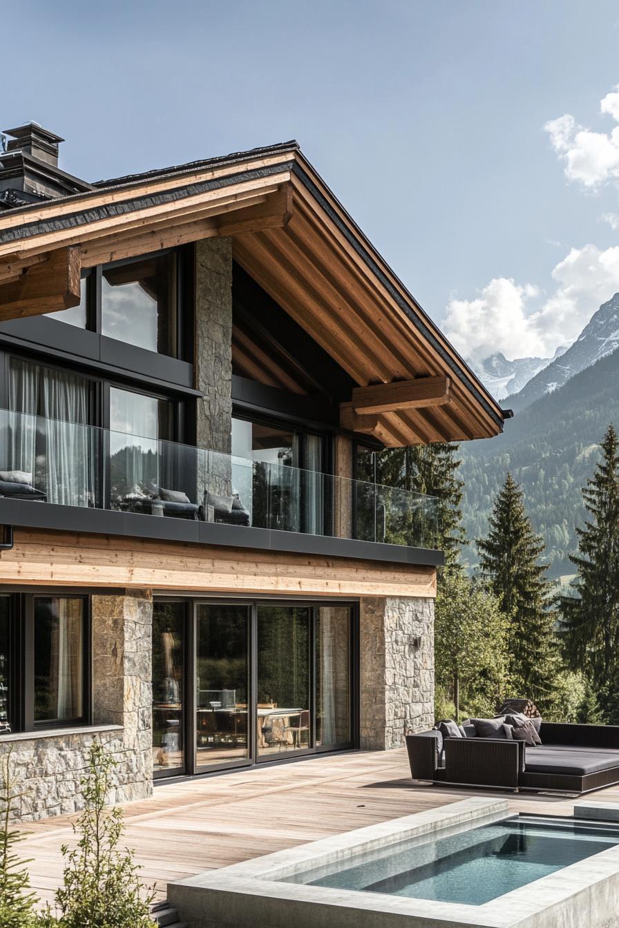 modern luxury Swiss chalet with alpine views