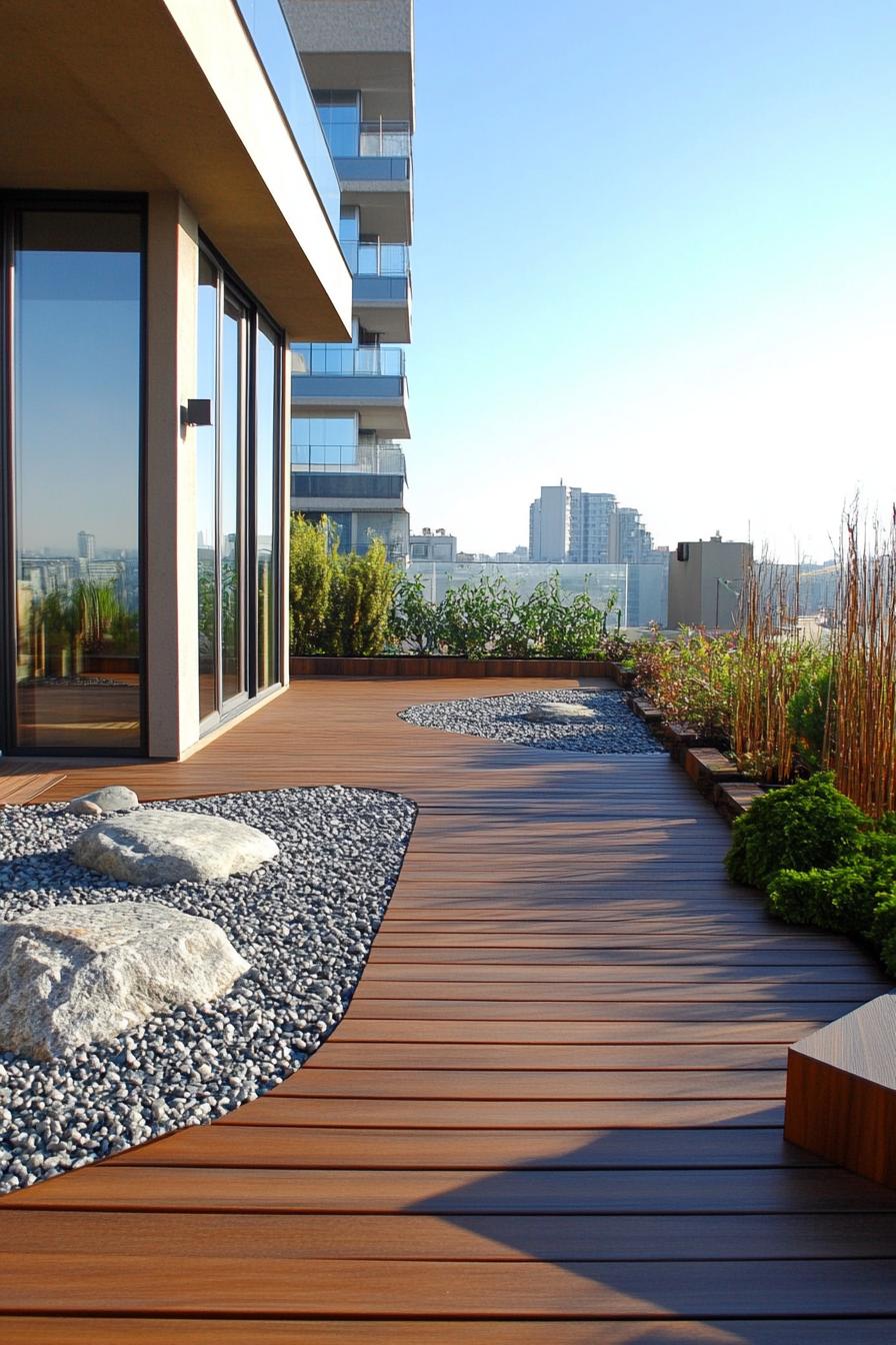 modern rooftop deck zen garden