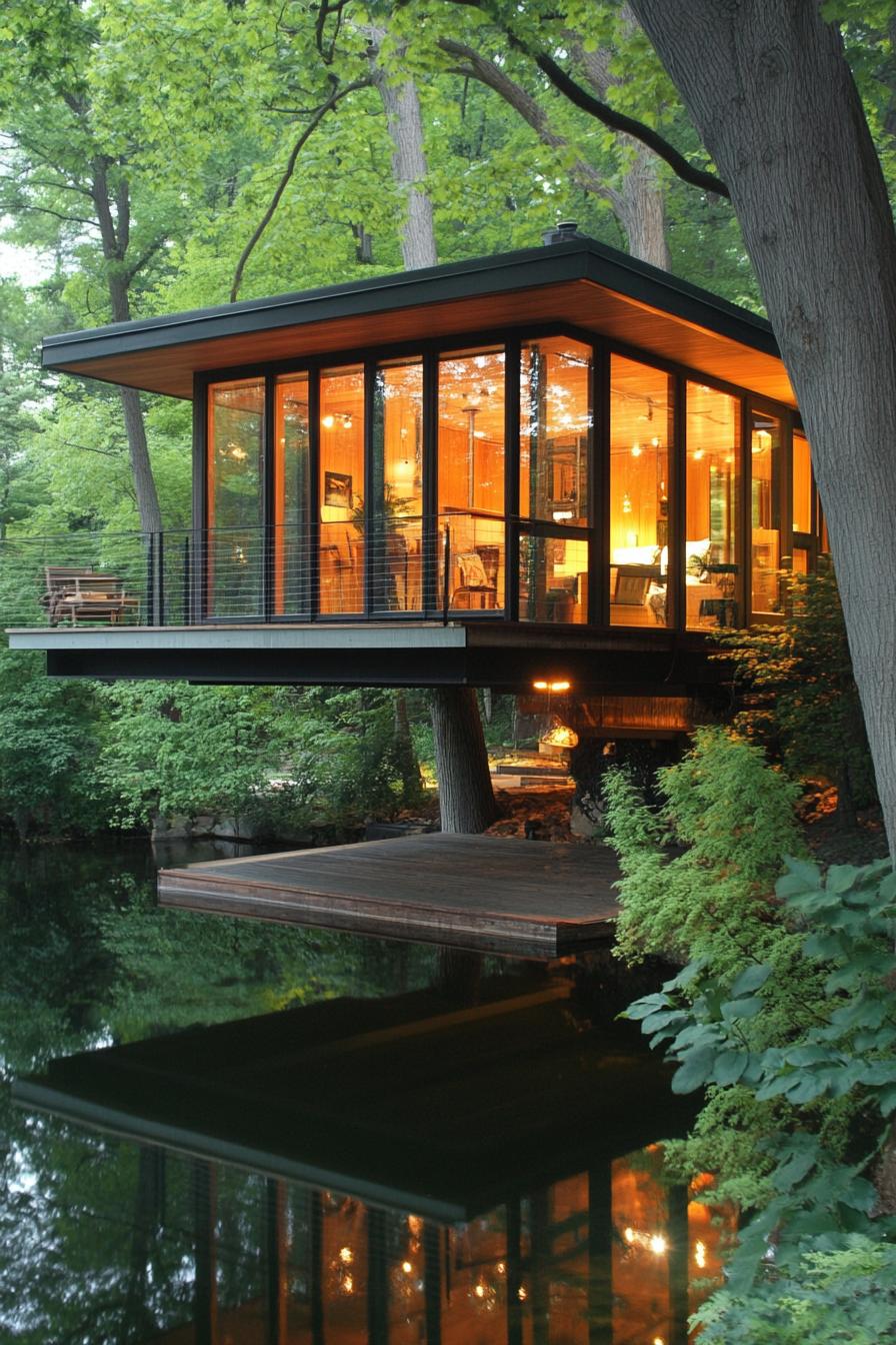 modern treehouse home by the lake 1