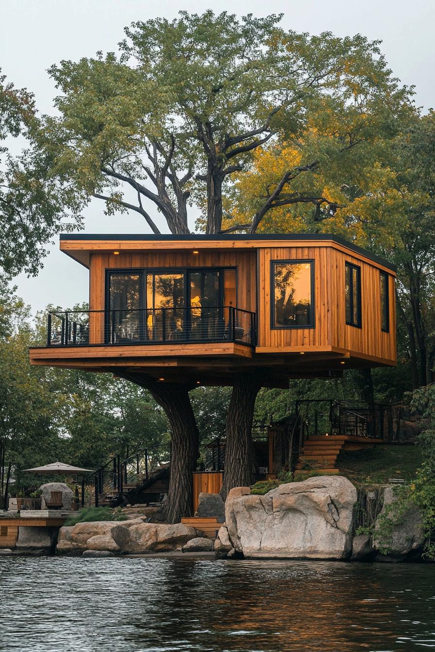 modern treehouse home by the lake 2