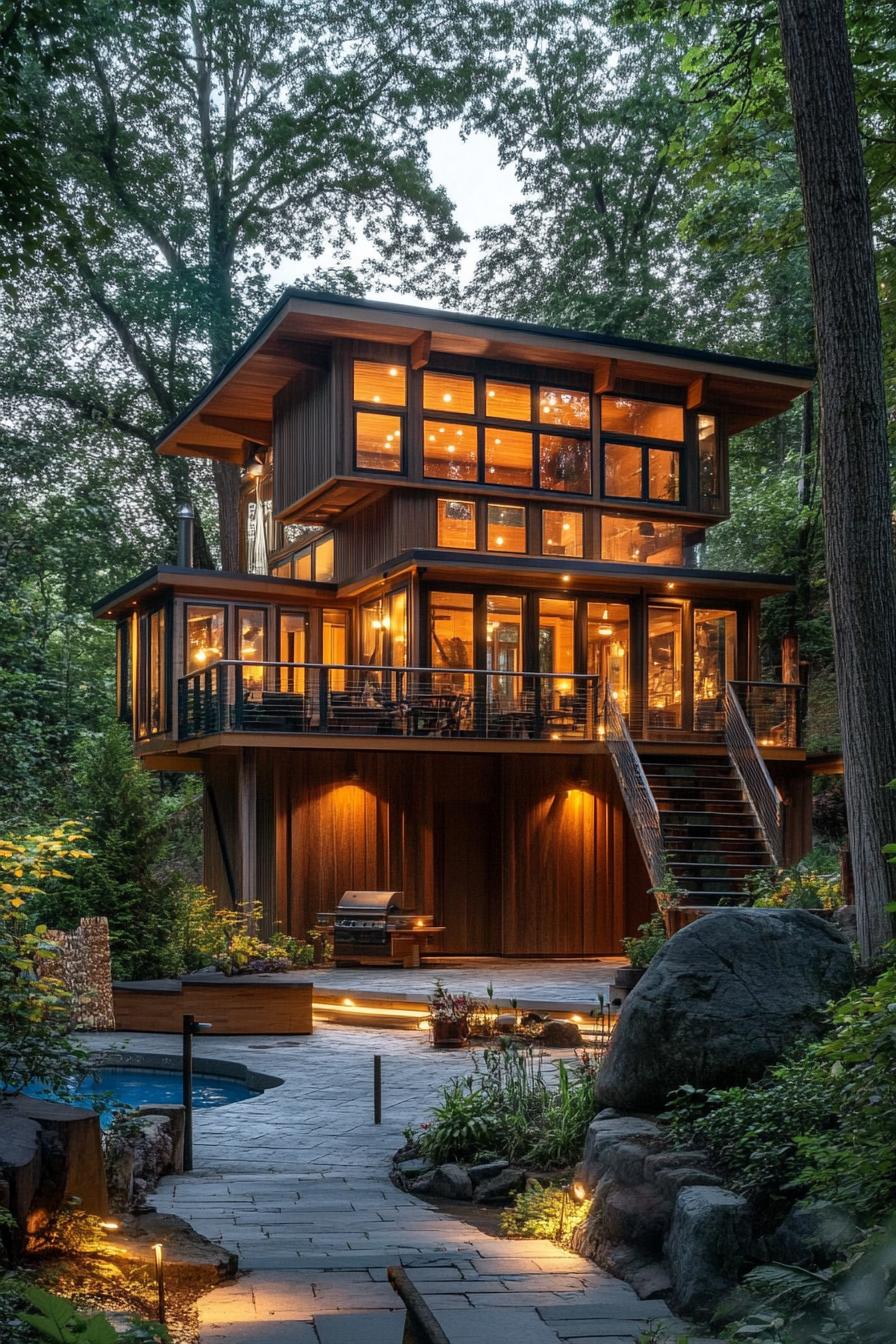 modern treehouse home by the lake 3