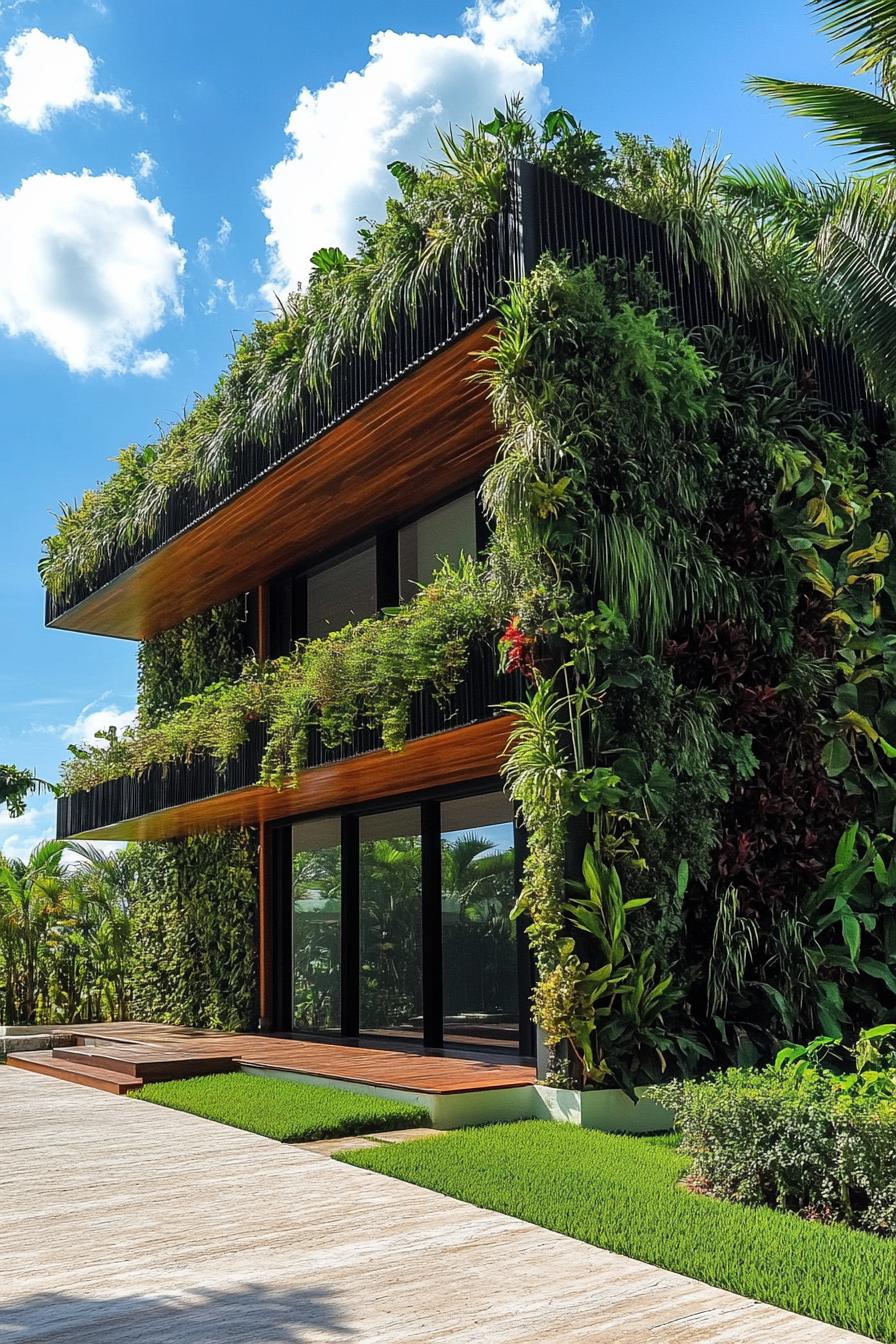 modern villa with vertical garden facade stunning tropical landscape 2