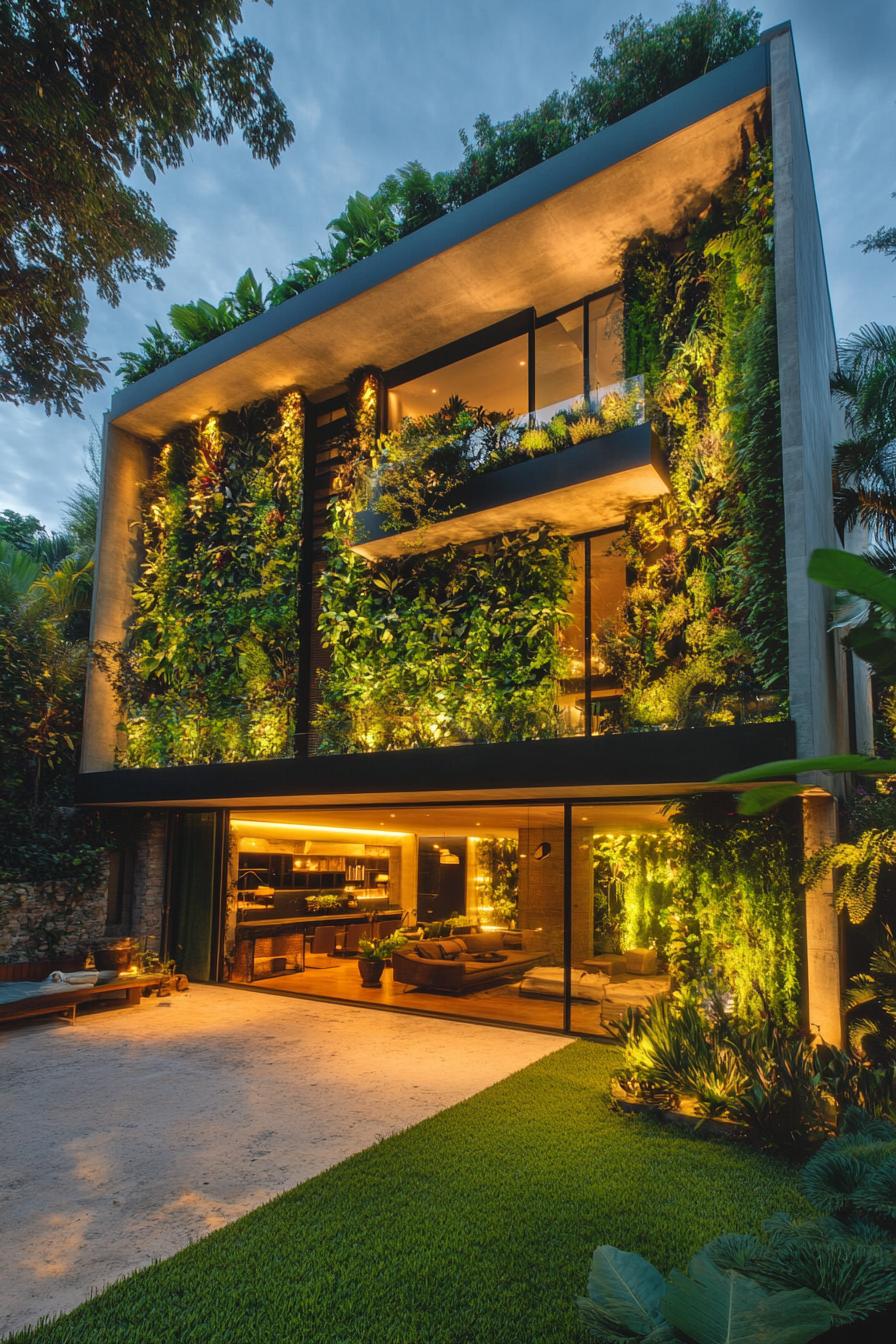 modern villa with vertical garden facade stunning tropical landscape 3