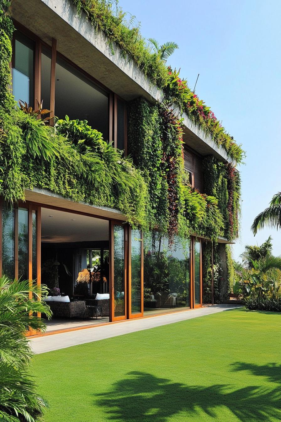 modern villa with vertical garden facade stunning tropical landscape