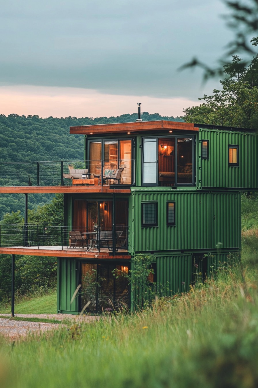 shipping container cabin stacked 1