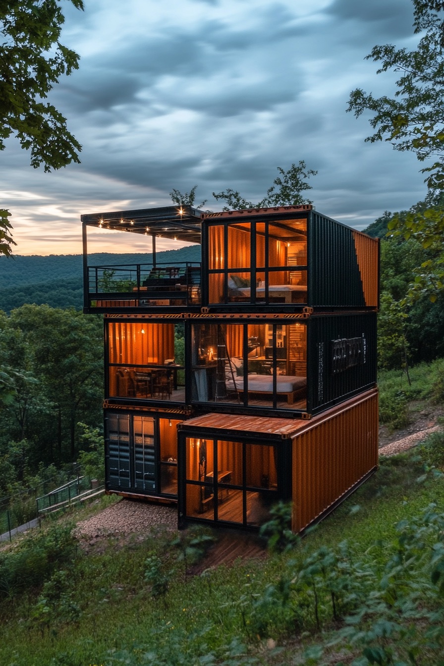 shipping container cabin stacked 2