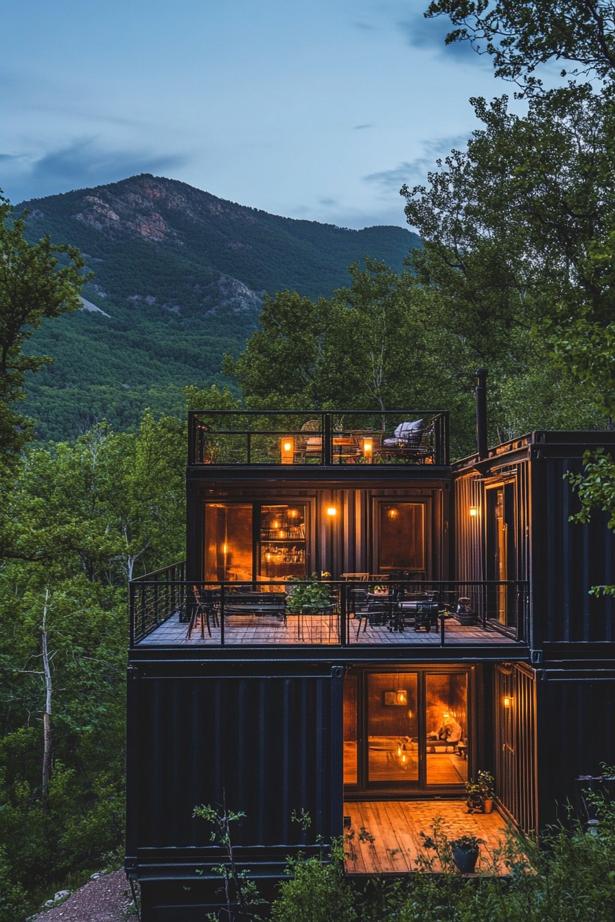 shipping container cabin stacked 3