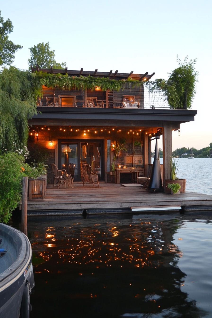 converted boathouse with rooftop deck on a beautiful lake 1