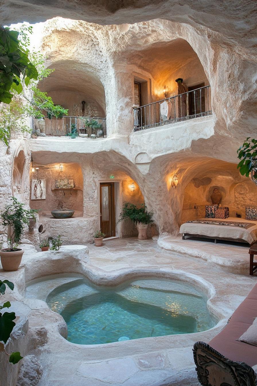 luxury cave mansion with cave pool and gardens 3