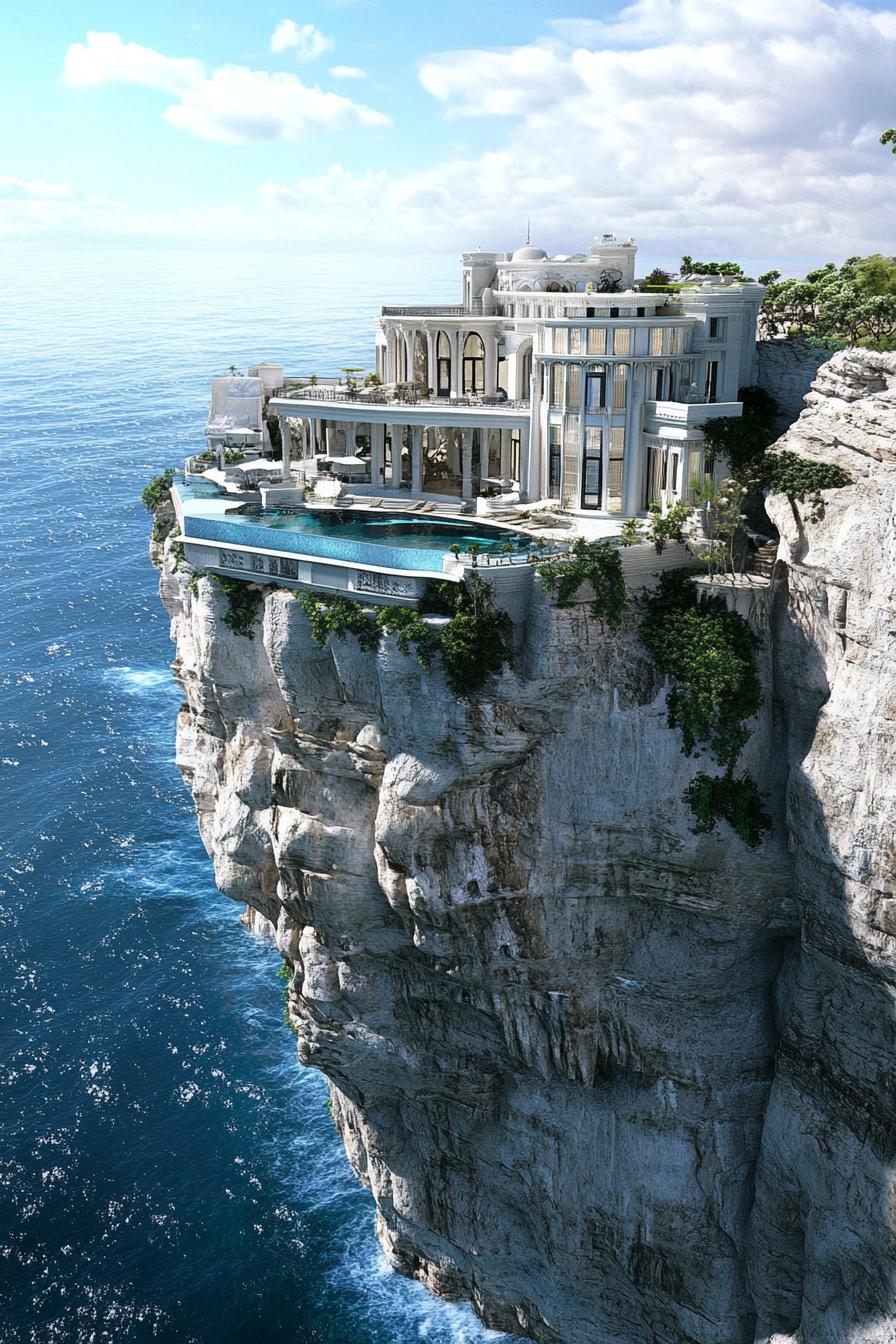 massive modern palace mansion on a cliff 2