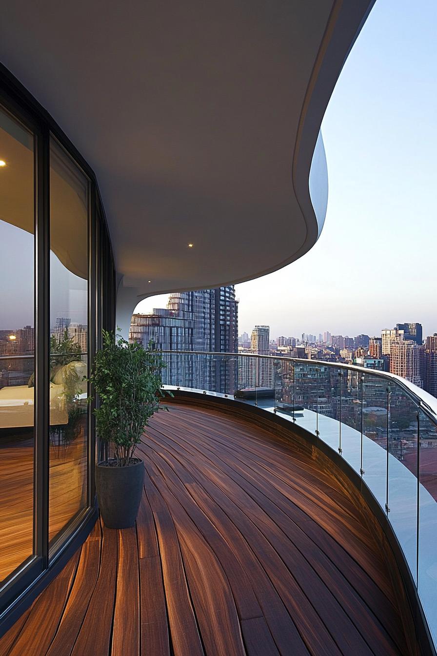 modern apartment curved balcony interior with stunning city skyline views 2