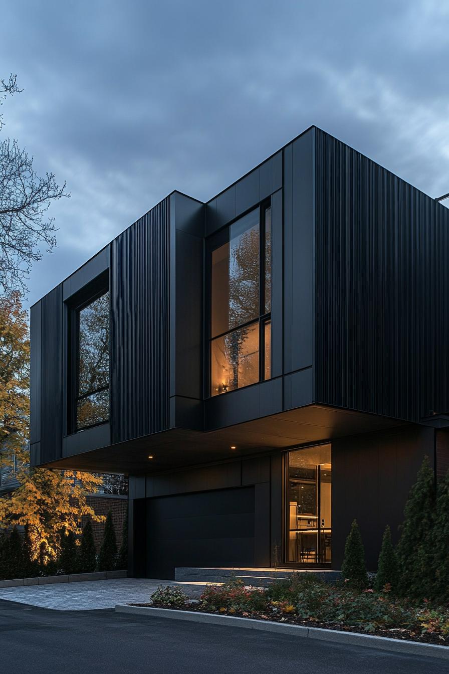 modern dark luxury industrial house with metal facade 2