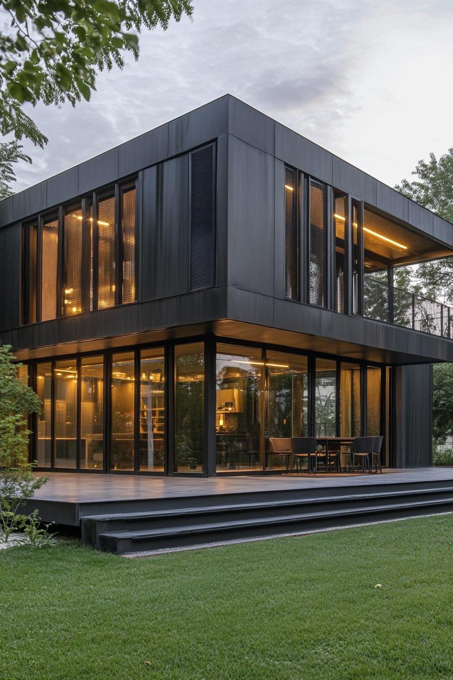 modern dark luxury industrial house with metal facade 3