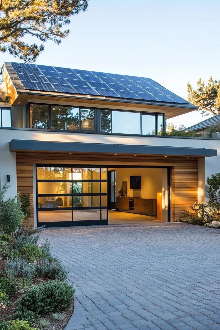 modern garage with solar panel roof separate from house 3