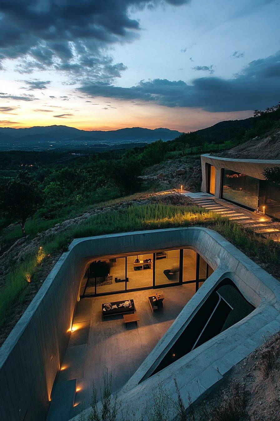 modern house in a slope underground with stunning mountain view 2