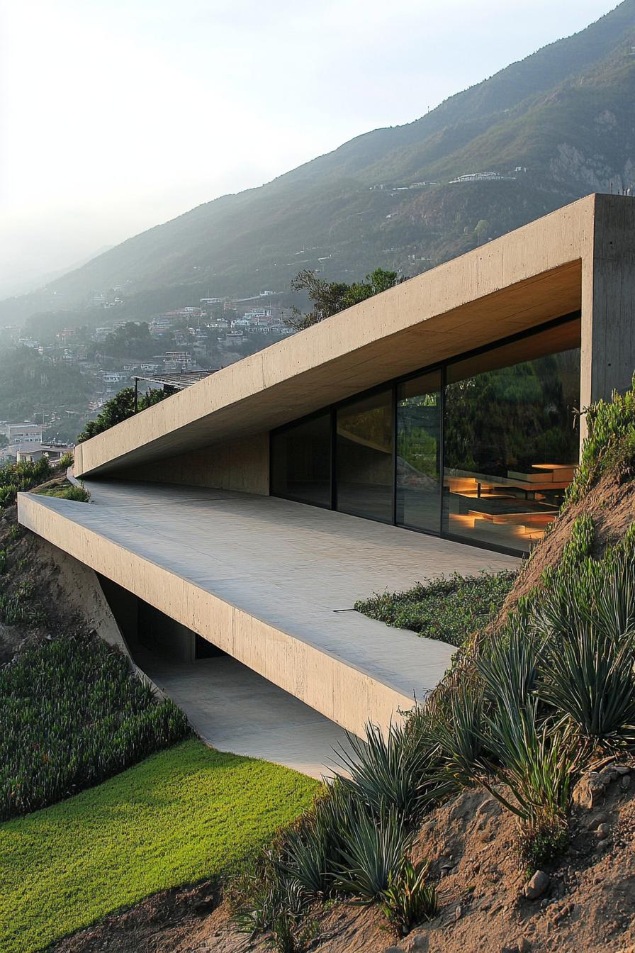 modern house in a slope underground with stunning mountain view 3