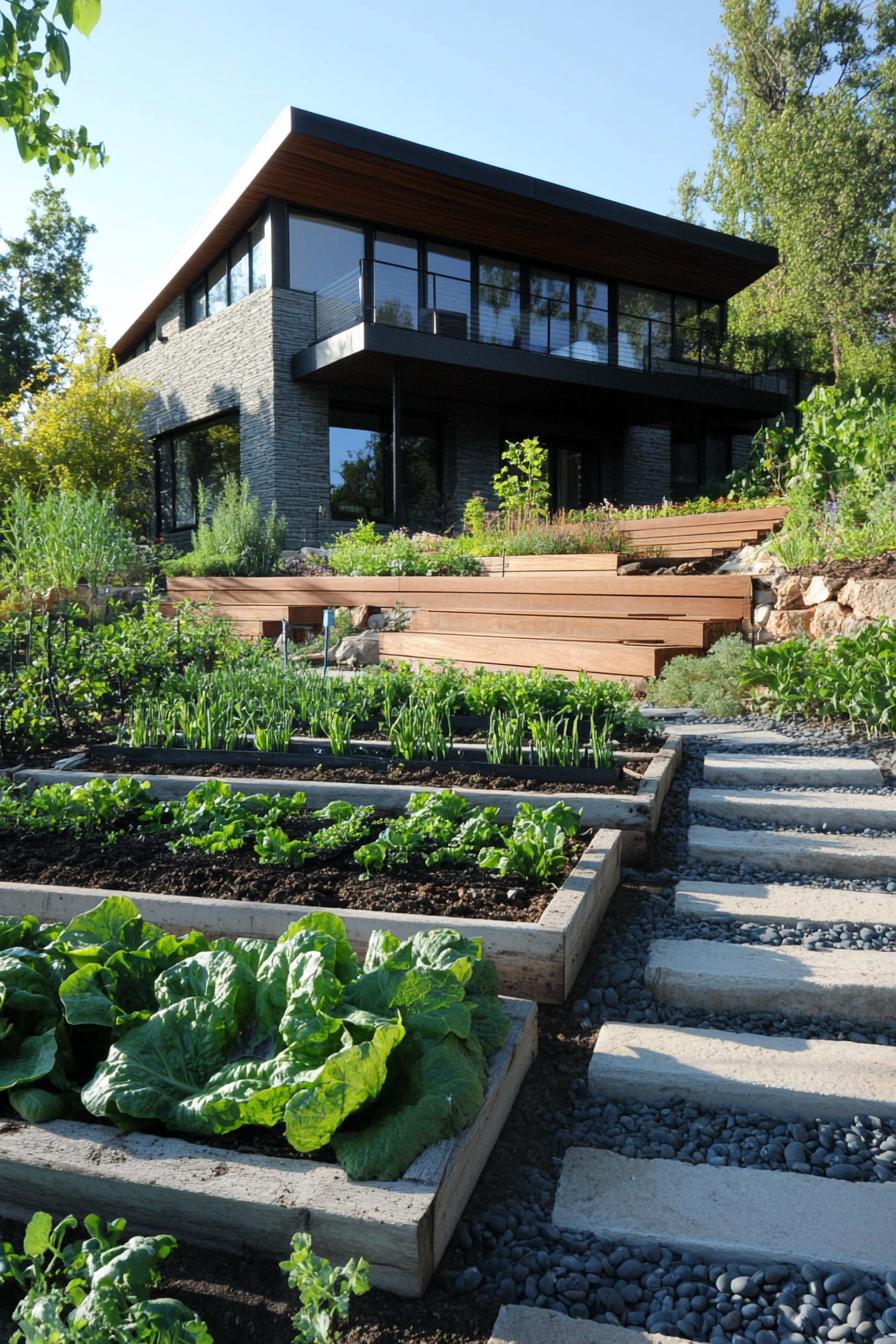 modern house sustainable edible garden with irrigation