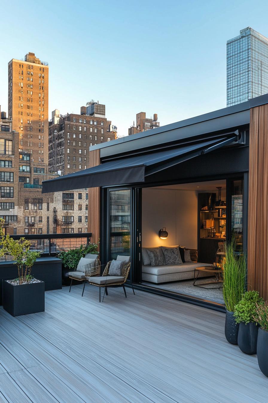 modern rooftop deck home office with awning 1