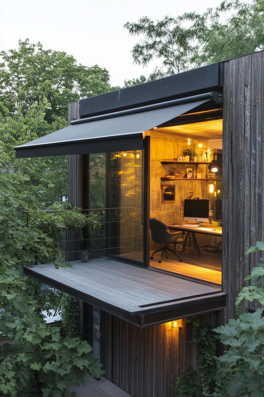 modern rooftop deck home office with awning 2