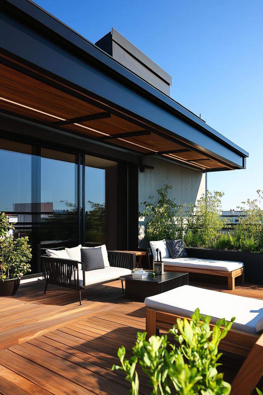 modern rooftop deck home office with awning 3