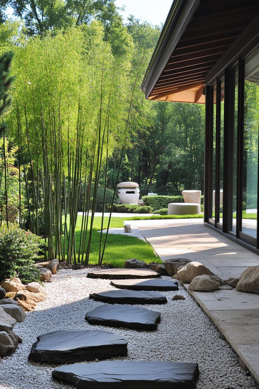 modern unique japanese style zen home zen garden with live bamboos 1