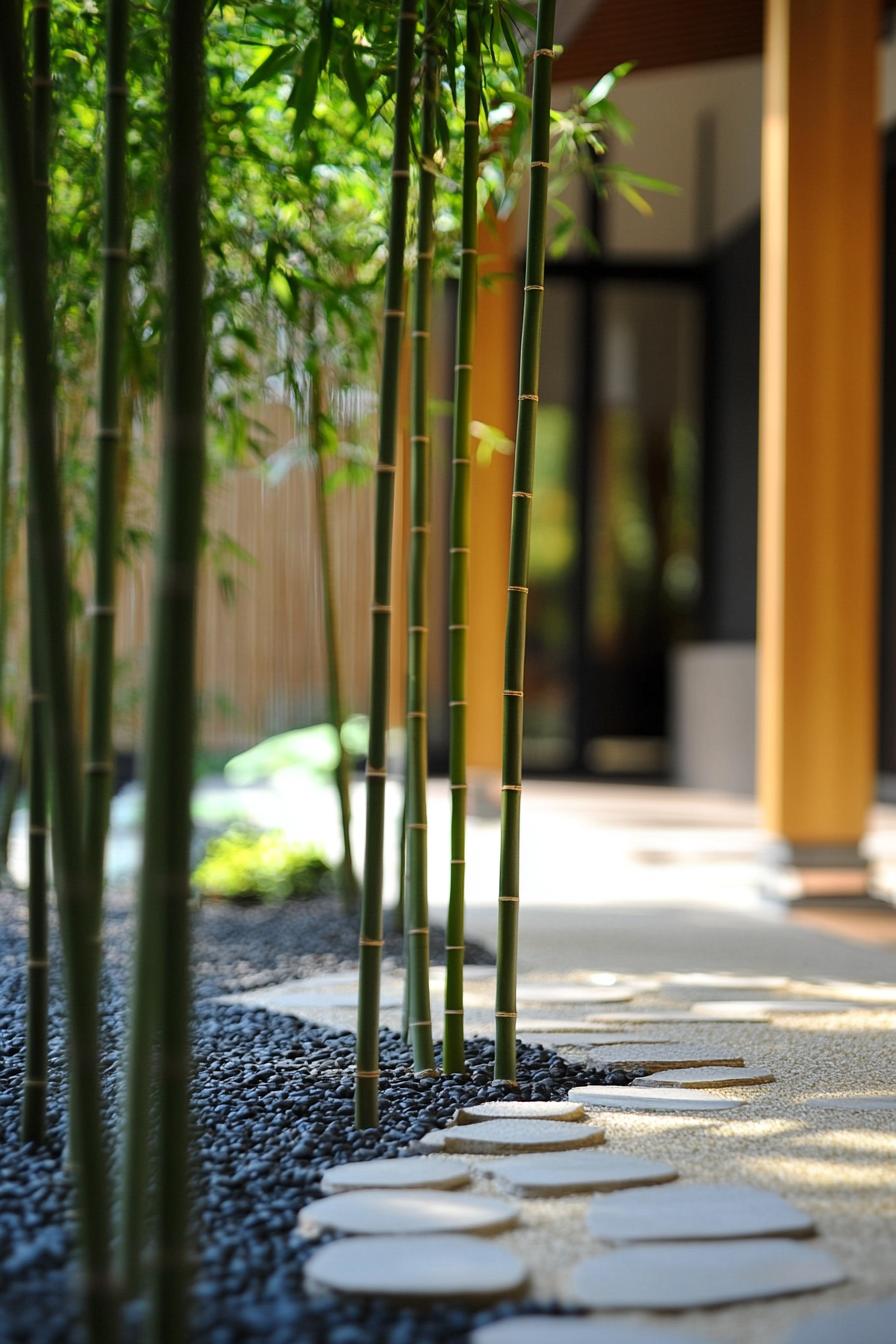 modern unique japanese style zen home zen garden with live bamboos 2