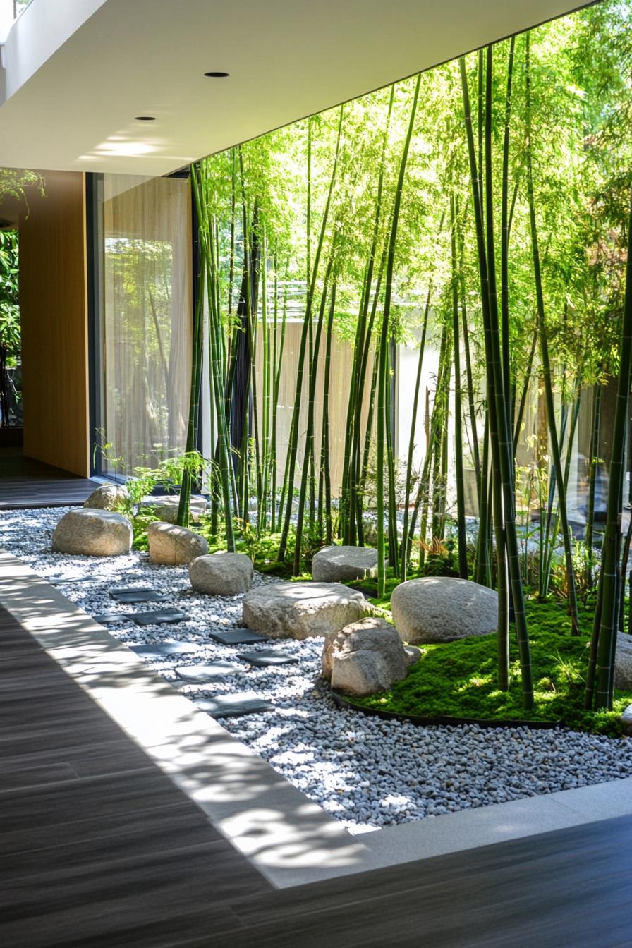 modern unique japanese style zen home zen garden with live bamboos 3