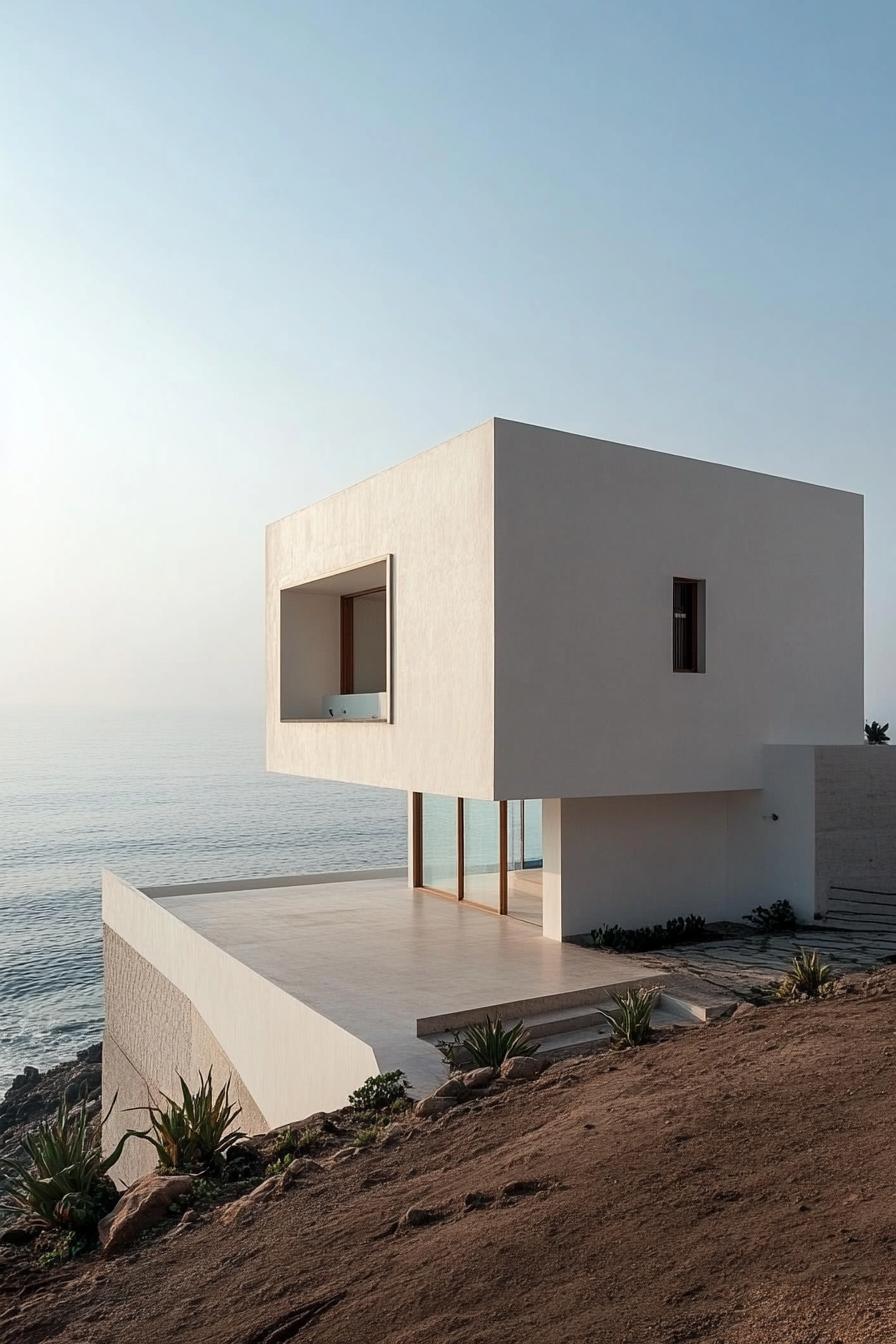 modern white pearl color house with stunning ocean views 2