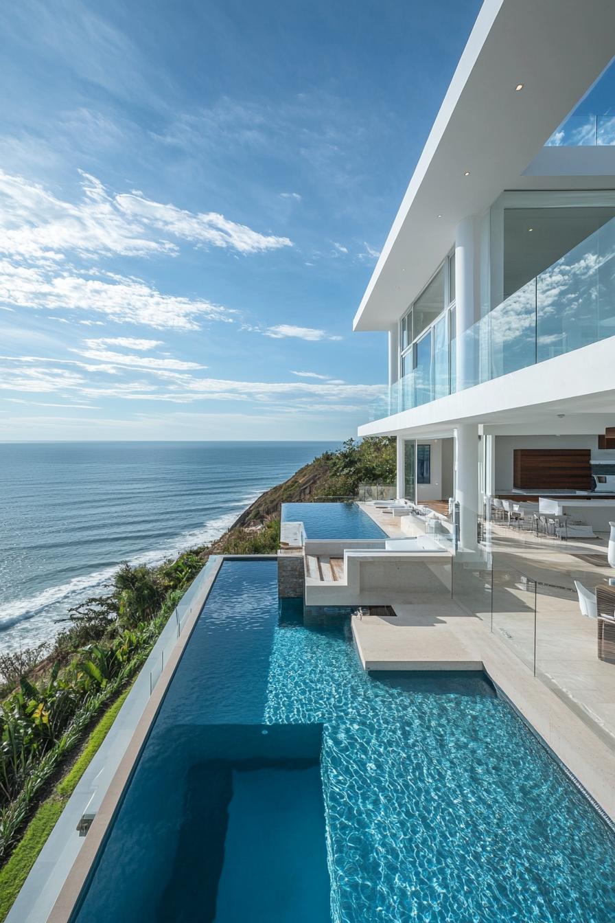 modern white pearl color house with stunning ocean views 3