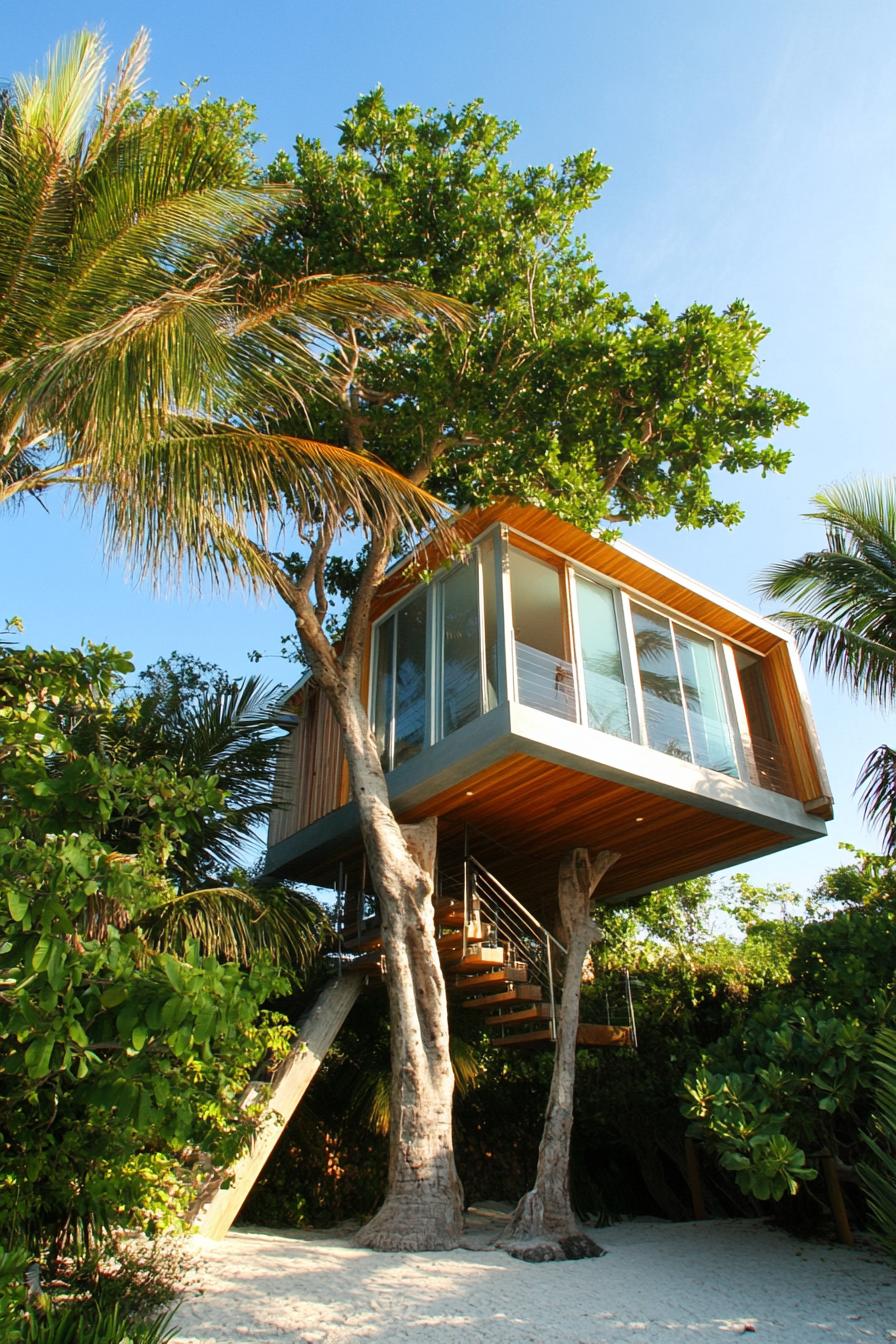 beach palmtree modern treehouse 1