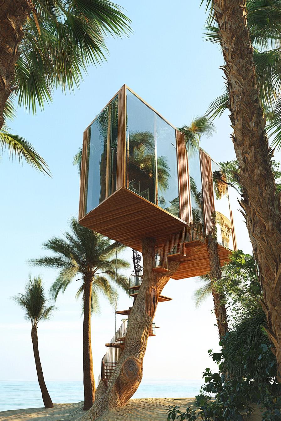 beach palmtree modern treehouse 2