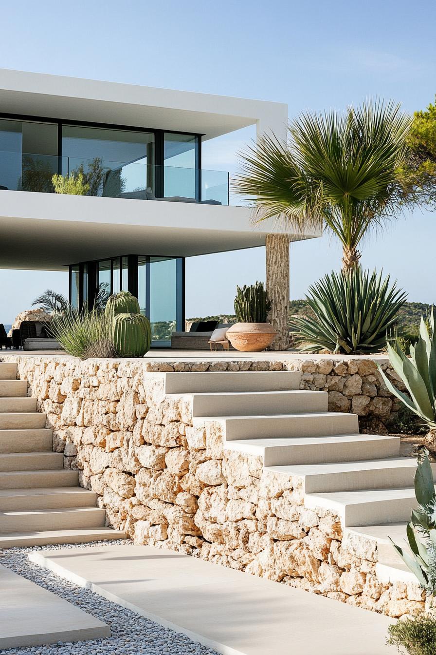 big modern minimalist house on a shore of Ibiza