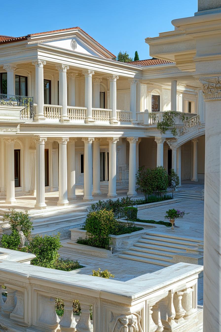 luxury mansions manor estate courtyard with amphitheater and marble columns 1