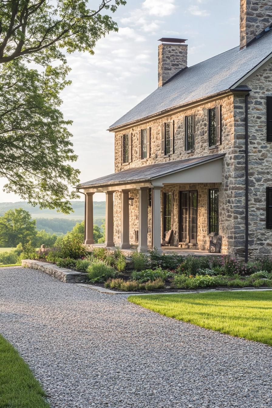 modern colonial stone Pennsylvania farmhouse 1