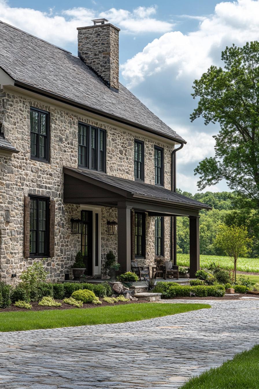 modern colonial stone Pennsylvania farmhouse 2