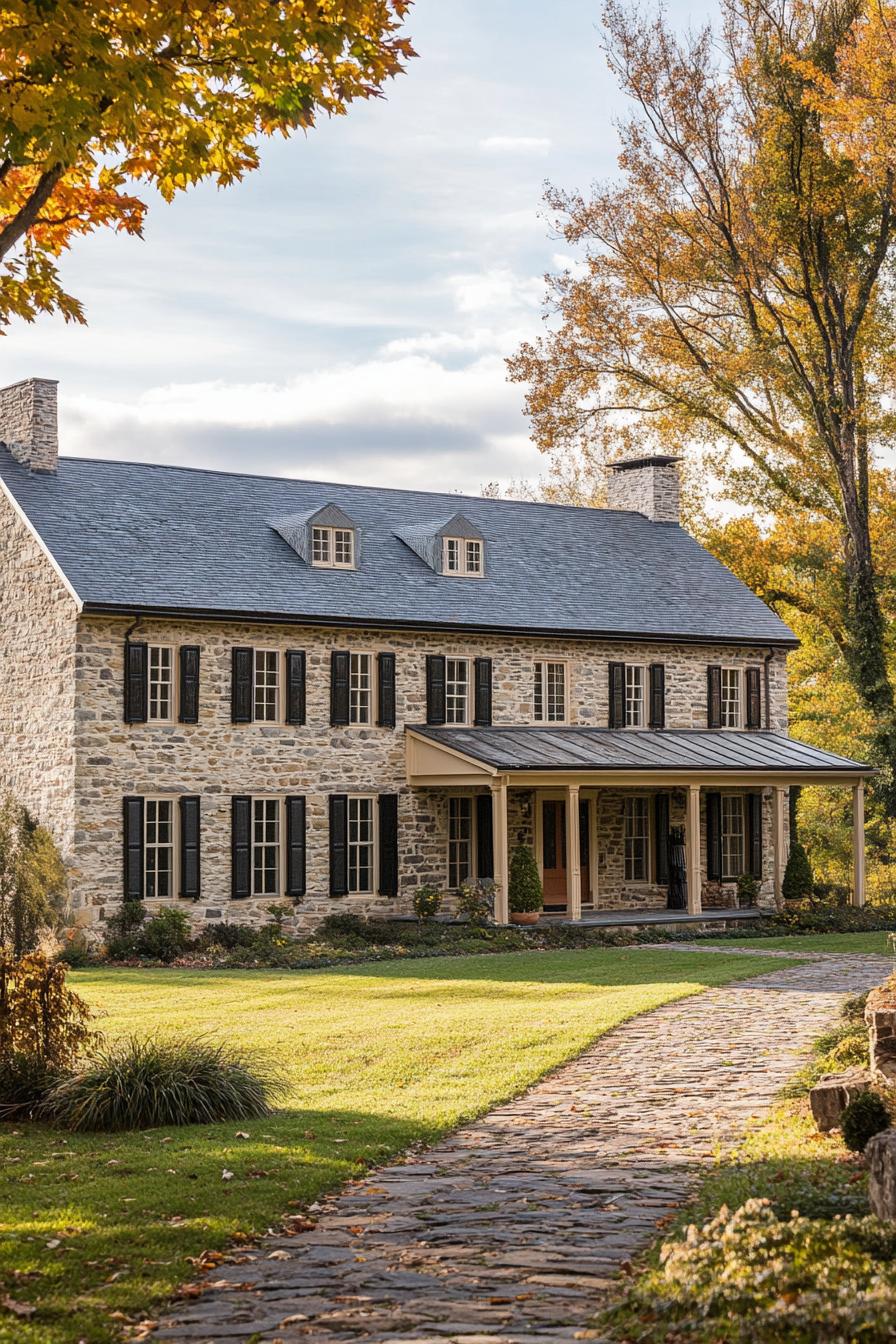 modern colonial stone Pennsylvania farmhouse 3