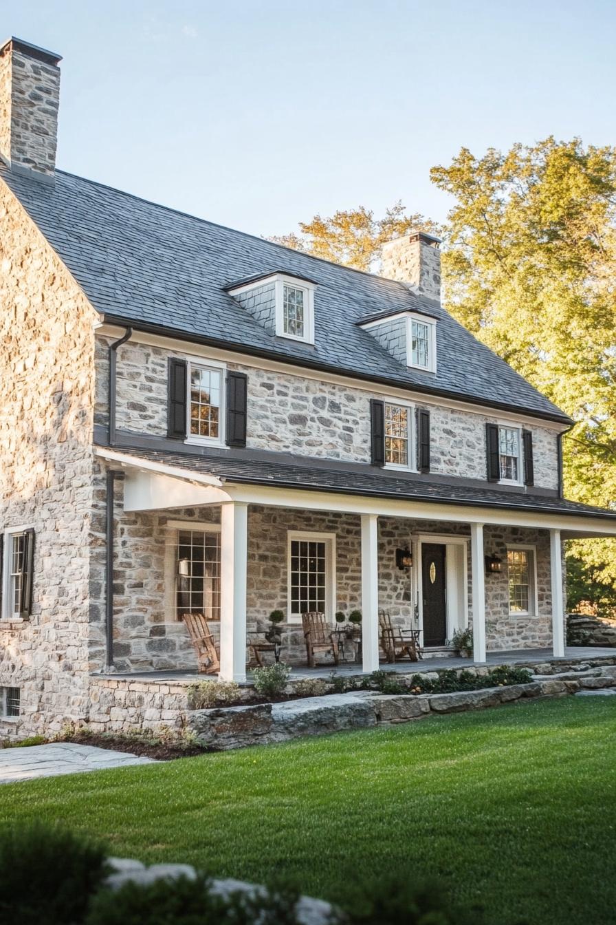 modern colonial stone Pennsylvania farmhouse