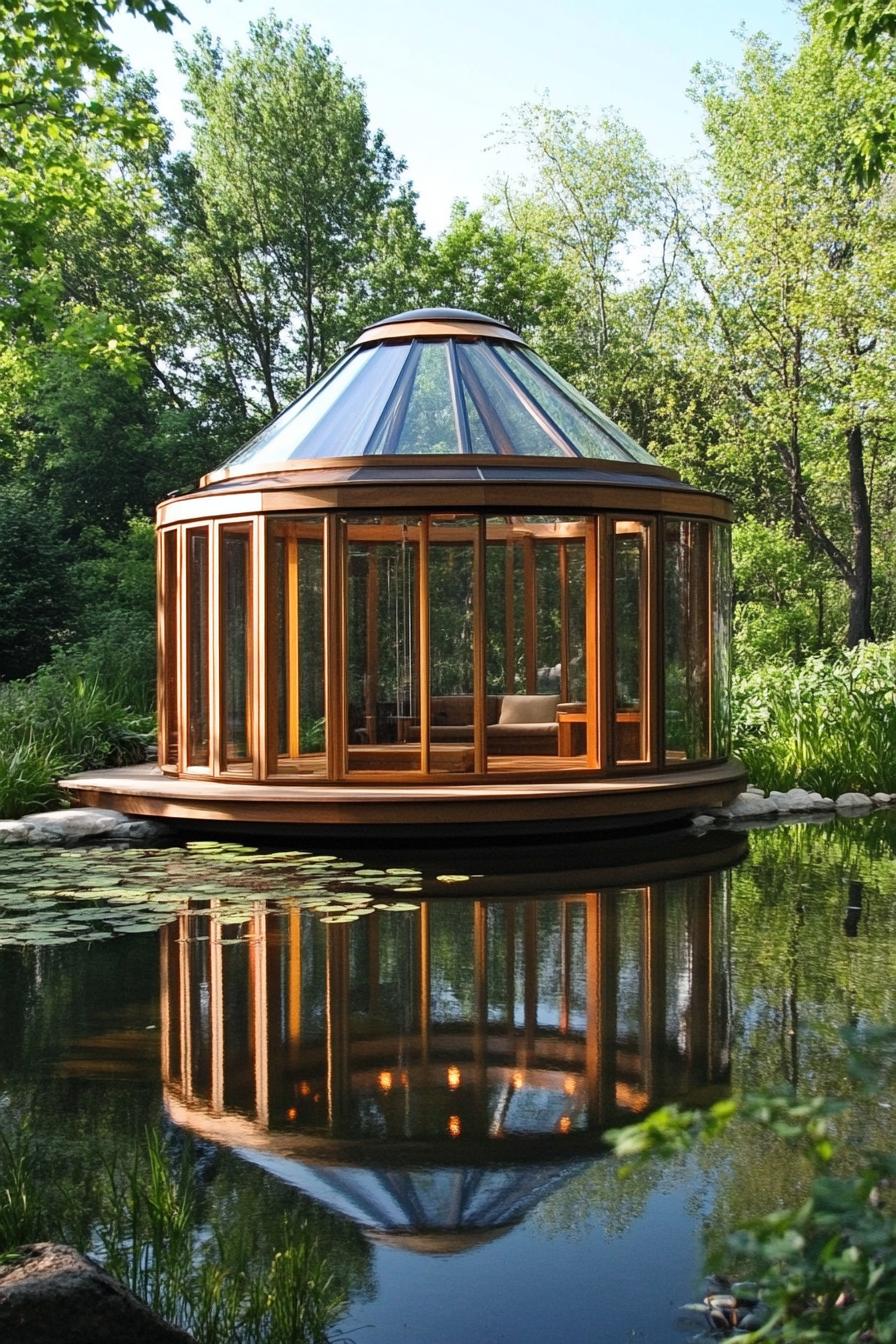 modern glass yurt by the lake 3